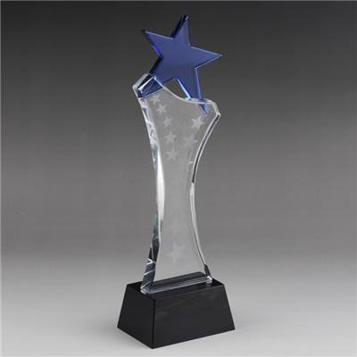 Custom Logo Crystal And Metal Star Trophy Award