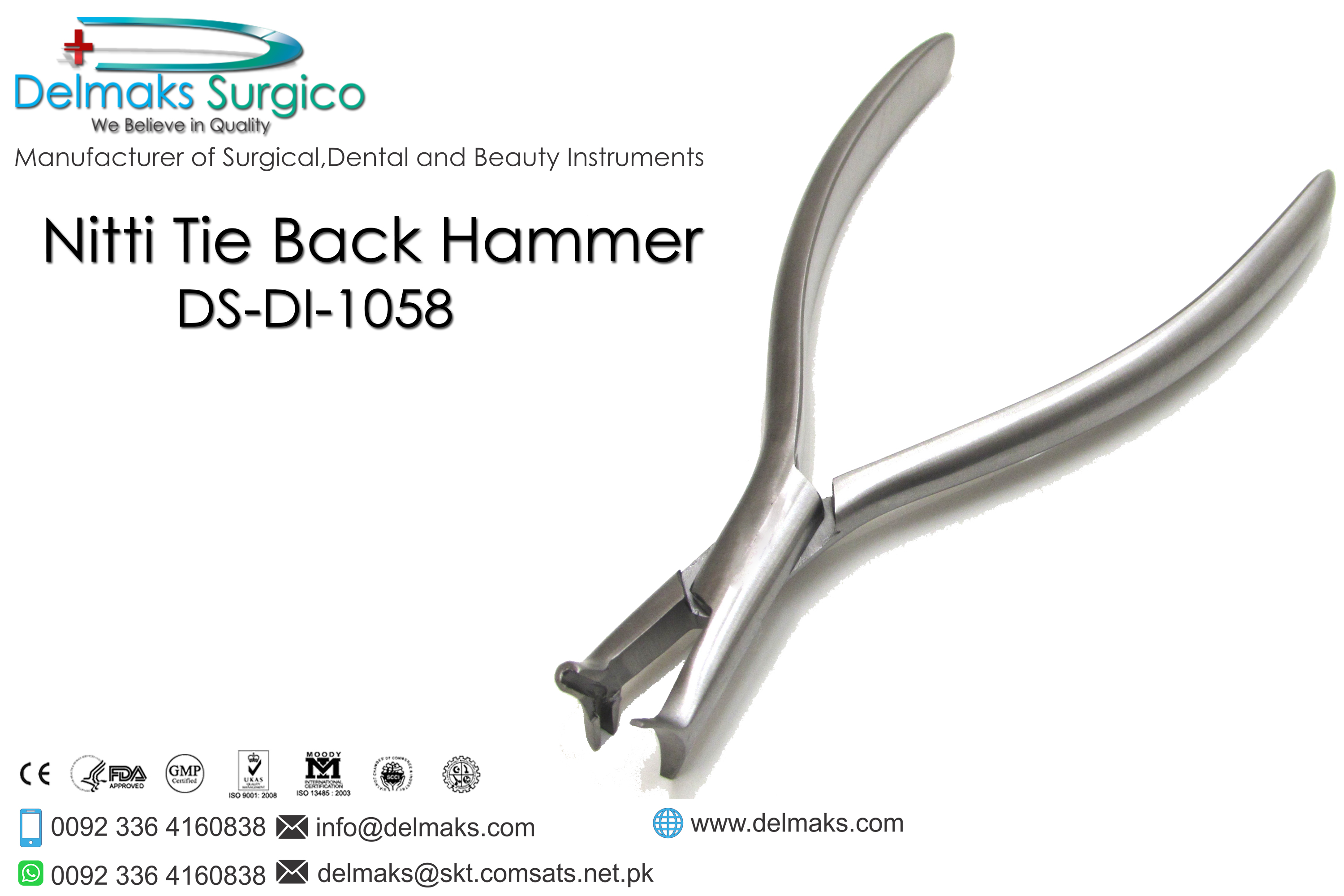 Nitti Tie Back Hammer-Orhtodontic Pliers-Orthodontics-Dental Instruments-Delmaks Surgico