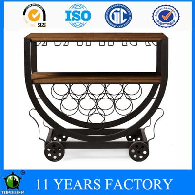 Metal Industrial Fashion Design Moveable 2 Shelves Boated Cart With Industrial Wheels