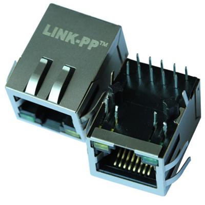 JKM-0001NL Single Port RJ45 Connector with 1000 Base-T Integrated Magnetics,Green/Yellow LED,Tab Down,RoHS