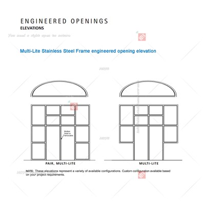 Multi-Lite Stainless Steel Frame Engineered Opening Elevation