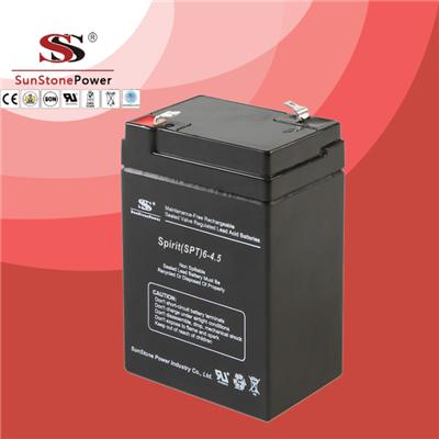6V 4.5AH SPT AGM Maintenance Free Rechargeable Lead Acid Deep Cycle UPS Battery