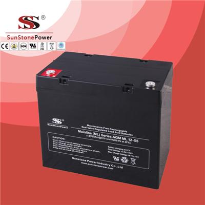 12V 55AH ML AGM Maintenance Free Rechargeable Lead Acid Deep Cycle UPS Battery