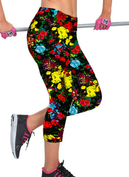 Colorful Flowers Print Fashion Capri Leggings