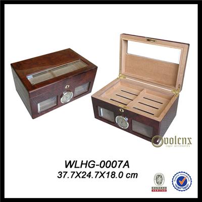 100 CT Glass Top Wooden Cigar Humidor