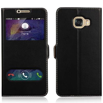 Flip Genuine Leather Wallet Case For Samsung Galaxy C7