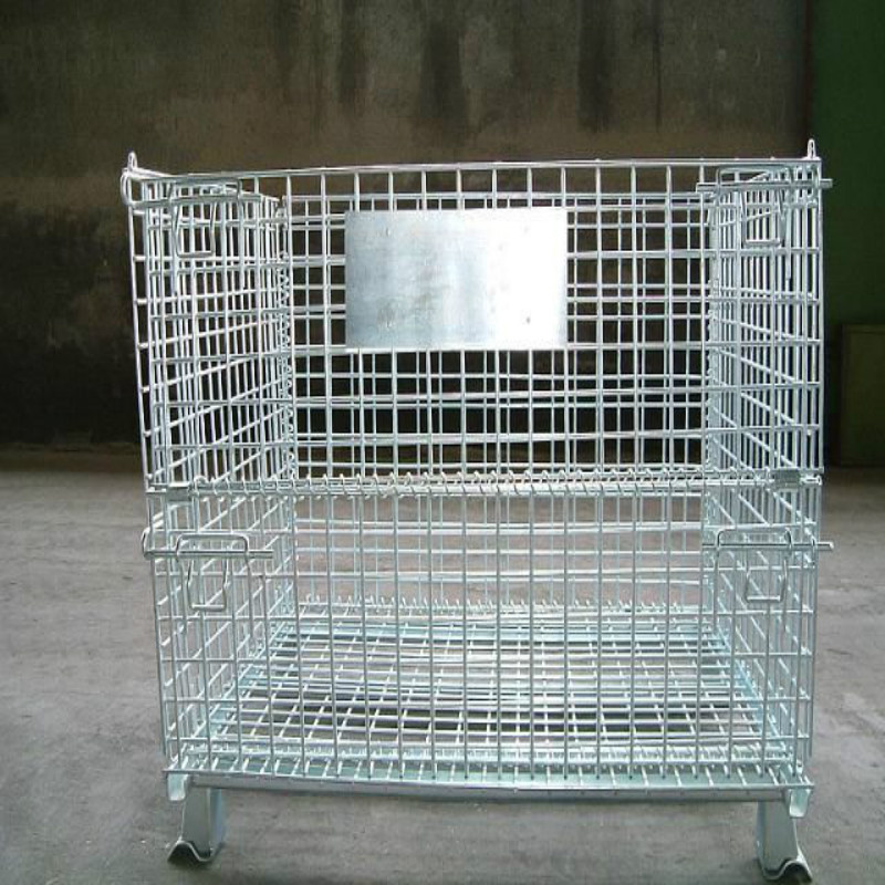 Corrosion Prevention Stackable Galvanized Wire Mesh Container For Warehouse Application