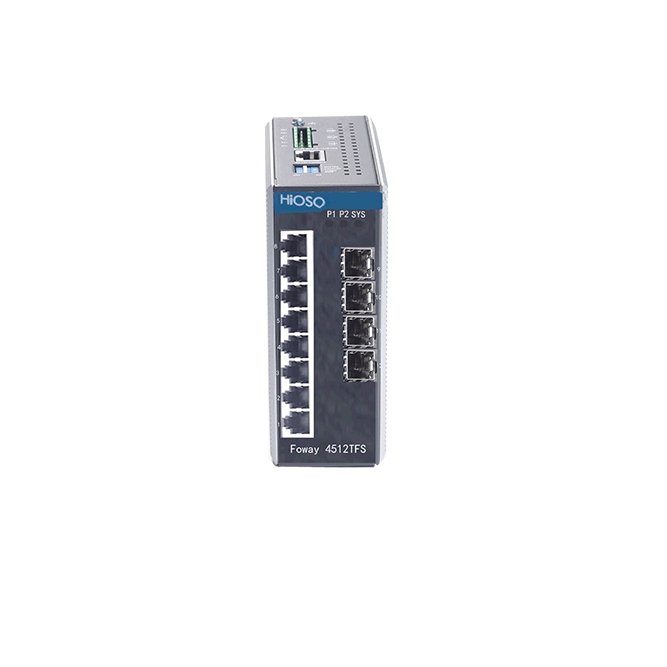 Industrial Din Rail Ethernet switch with 4 1000M FX + 8 10/100/1000M