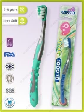 Worm Shaped Kids Toothbrush With Rubber Cushioned Head