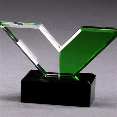 Personalized Glass Curvy Award With Black Base