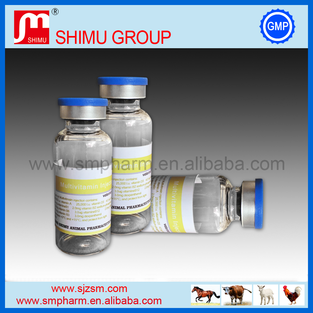 Multi Vitamins injection A,D3,E,B1,B2,B6,B12 C,B3 for animal veterinary pharmaceutical
