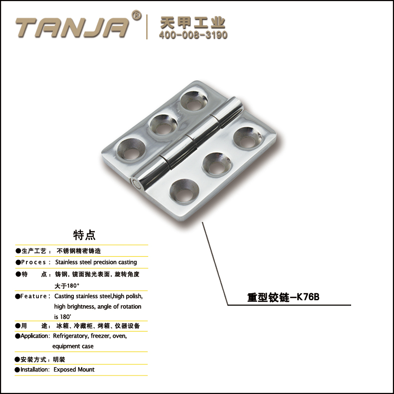 TANJA stainless steel precision cabinet door hinge auto rear door hingeK76