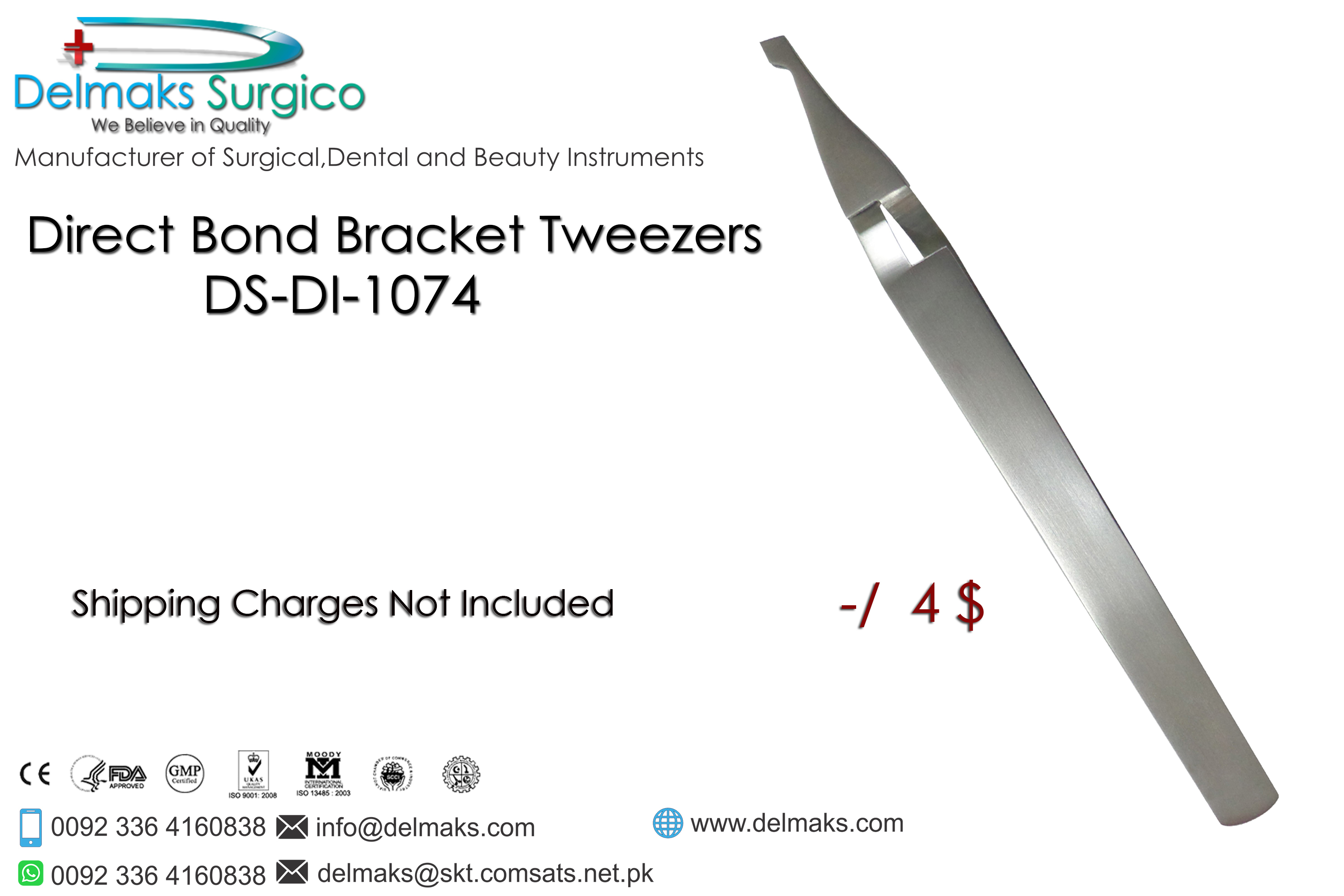 Direct Bond Bracket Tweezer-Bracket Tweezers-Orthodontics-Dental Instruments-Delmaks Surgico
