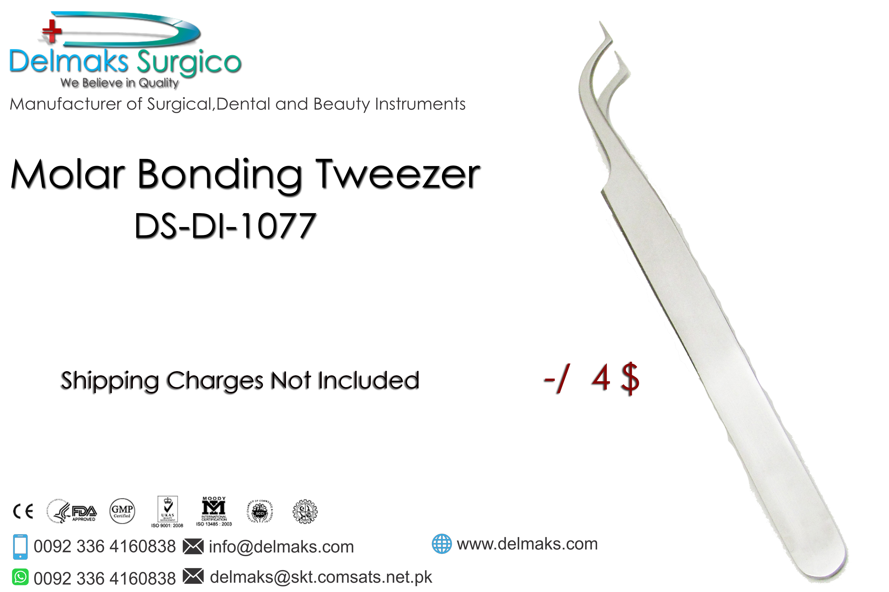 Molar Bonding Tweezer-Bracket Tweezers-Orthodontics-Dental Instruments-Delmaks Surgico