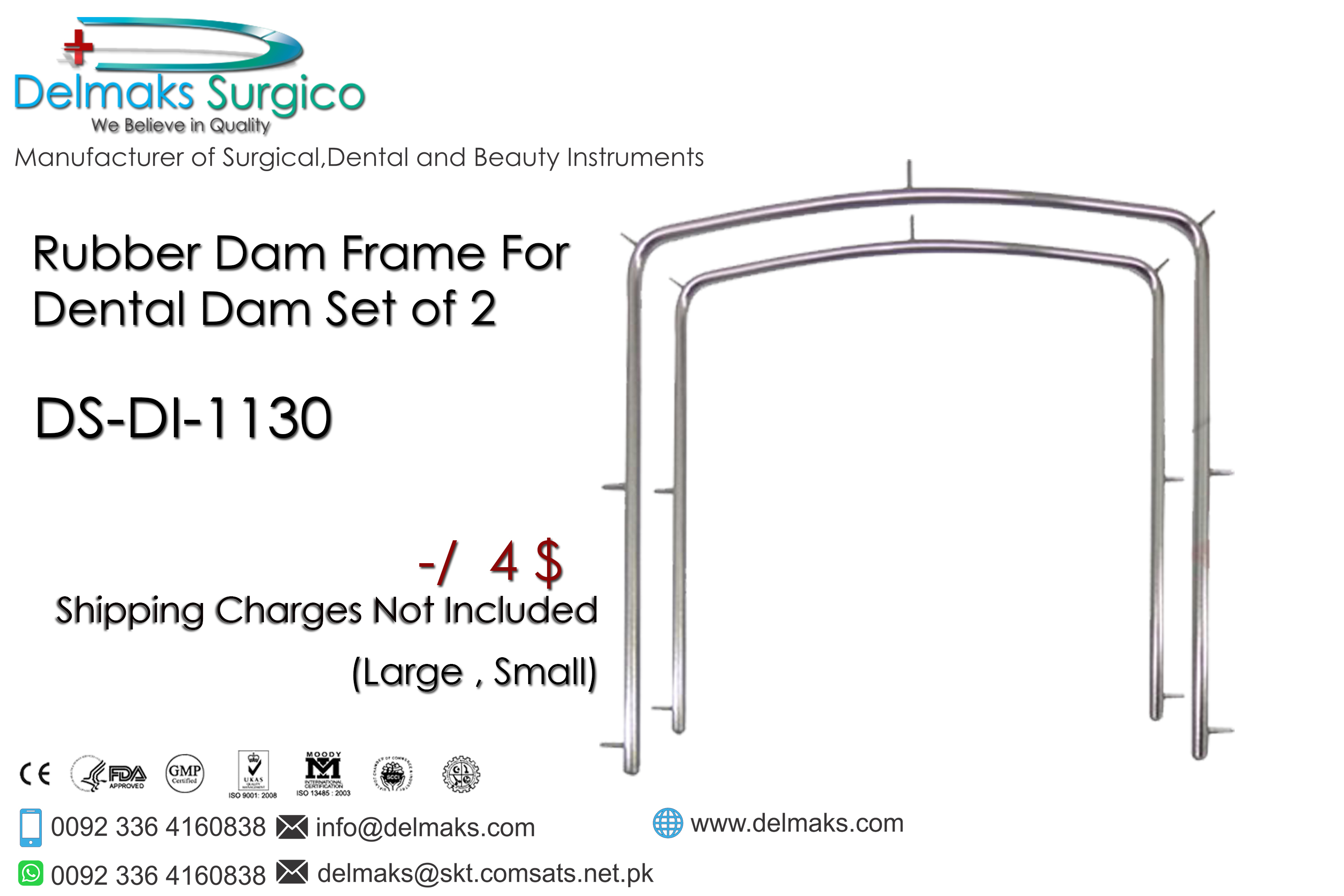 Rubber Dam Frame For Dental Dam Set of 2-Rubber Dam Instruments-Dental Instruments-Delmaks Surgico