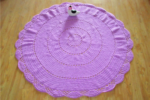 Cotton Round Blankets Hand Crochet Throw Rug Custom Rug