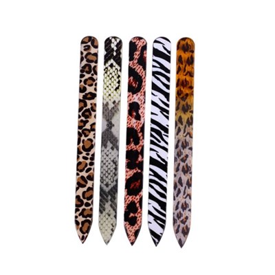 Fashion Crystal Glass Leopard Nail File 5.5 Salon High Quality Finger File