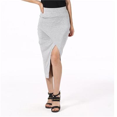 Summer Sexy Chic Womens Office High Waist Midi Calf Solid Color Skirt Casual Slim Hip Placketing Saias Femininas Skirt