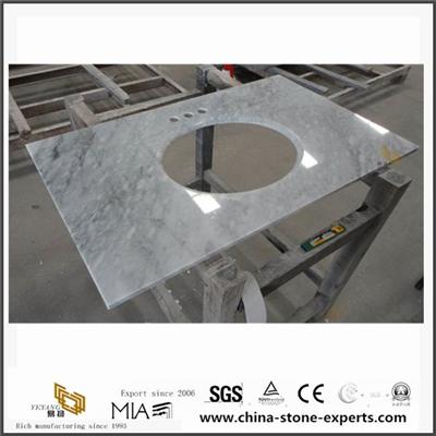 Carrara White Marble Vanity Top For Bathroom Project