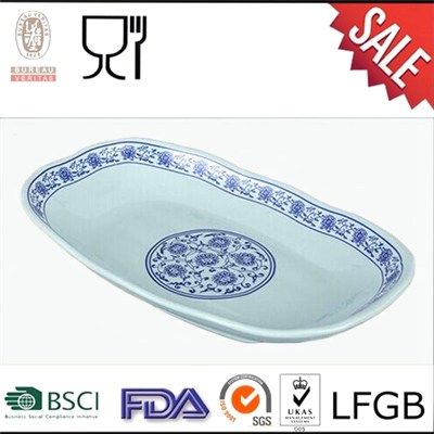 Durable ,Classical,Chinese Style Blue And White Melamine Dinner Plate