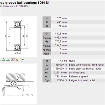 6064 High Quality And High Precision Deep Groove Ball Bearing