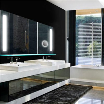 Factory Direct IP44 Square Backlit Mirror With Etched Boarder For Bathroom