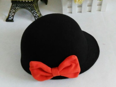 new style high quality fake wool horseman hat with bowknot decoration