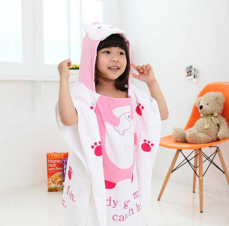 Velour reactive printed hooded towels/poncho towel/cotton hooded towel for children
