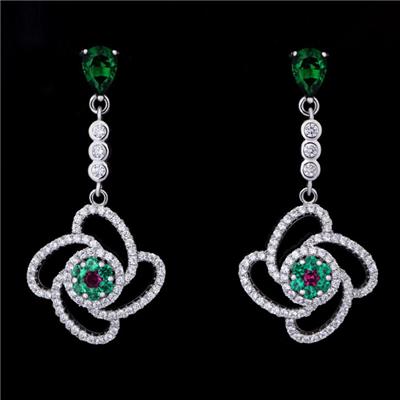 Silver Crystal Wedding Jewelry Earrings