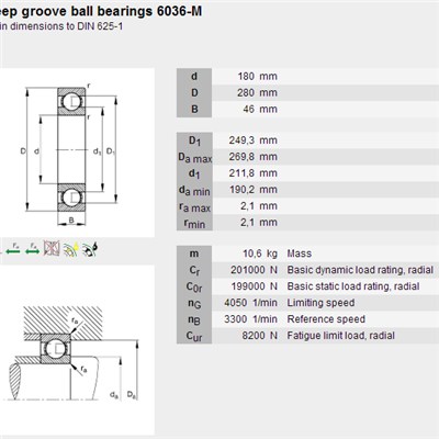 6036 High Quality And High Precision Deep Groove Ball Bearing
