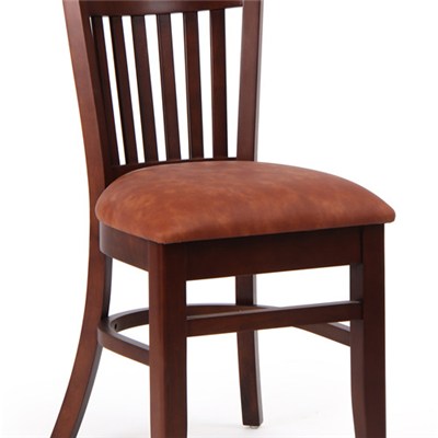 Single Wooden Solid Wood Dining Cafe Chairs With PU Cushion
