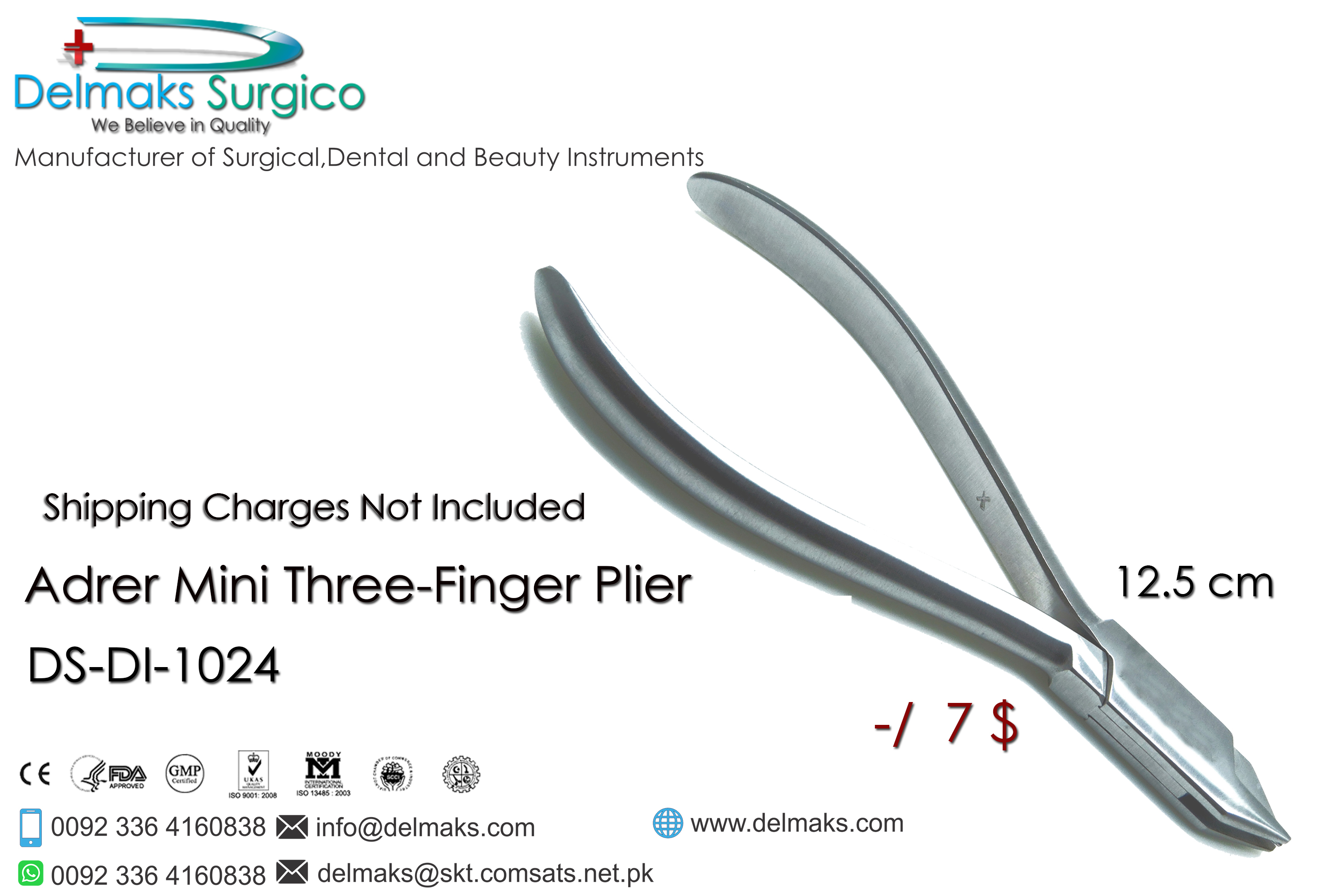 Adrer Mini Three Finger Plier-Orthodontics-Orthodontic Plier-Dental Instruments-Delmaks Surgico