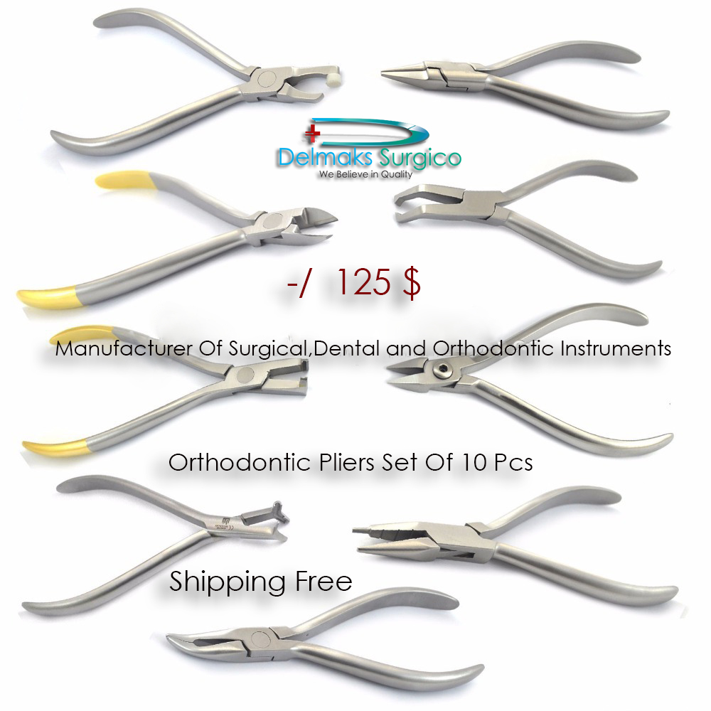 Orthodontic Pliers Set Of 10 Pcs-Dental Implants-Dental Instruments-Delmaks Surgico-Supplier-Exporter-Manufacturer-Wholesaler-Surgical Instruments-Orthodontics