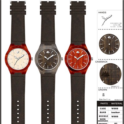 Fashion Wooden Watch With Leather Band