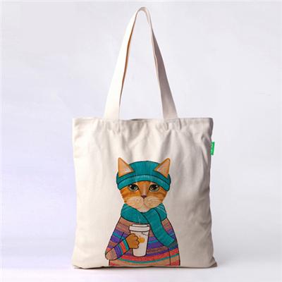 Environmental Protection Cotton Canvas Bag In Stock With Inner Pocket