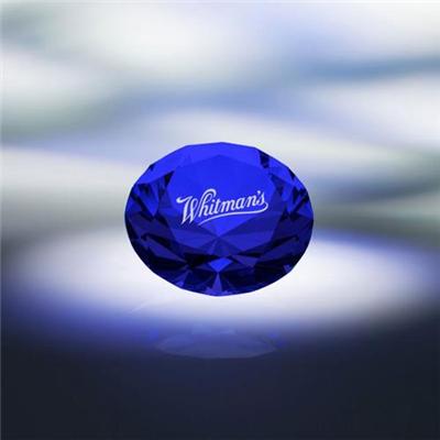Etched Blue Crystal Diamond With Logo Sandblasting On Surface