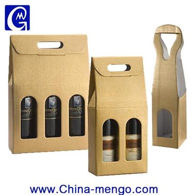 Majorin Single Or Double Bottle Custom Cardboard Wine Box With Handle Wholesale