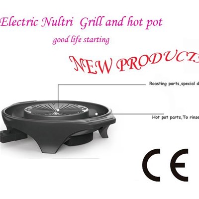 Korean Style Round Mini Professional Patent Electric Grill With Soup Pan Multi-function Die-casting Electric Grill With Hotpot
