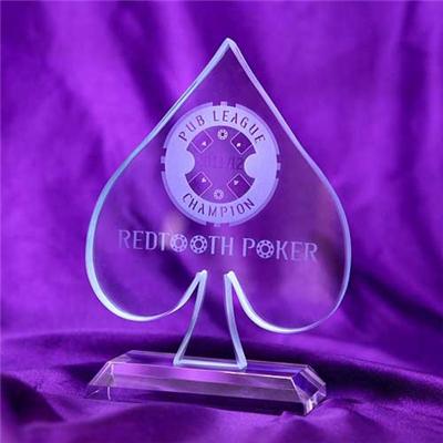 ACE Crystal Poker Trophy With Photo Engraved