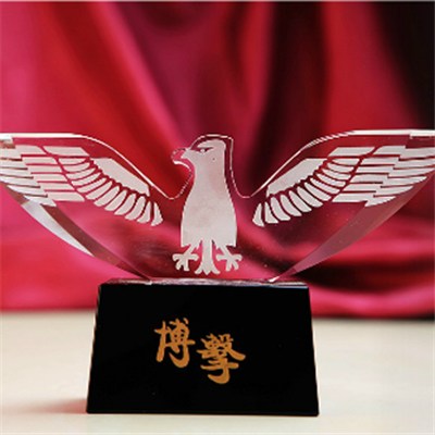 Custom Cutting Glass Eagle Award On Black Base