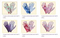 13gauge colorful polyester liner with PU coated glove