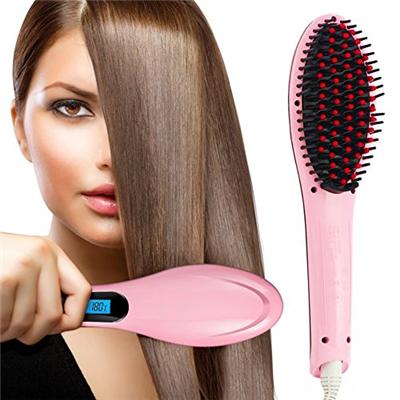 Pink Anti Scald Hair Straightener Brush
