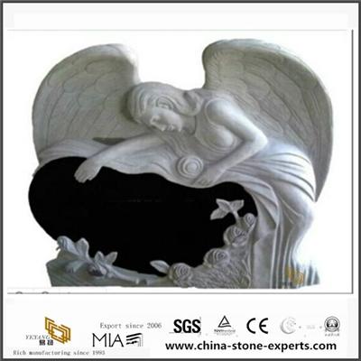 Memorial Cemetery Marble Monument With Angel Engraving From Chinese Monument Company