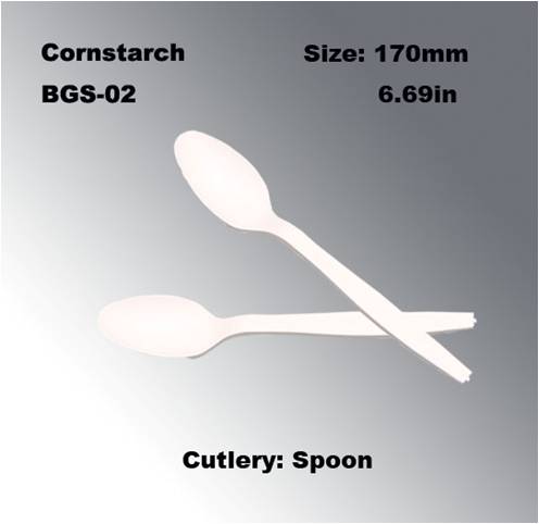 170mm Disposable Tableware Biodegradable Eco-Friendly Cutlery Spoon in Cornstarch Material
