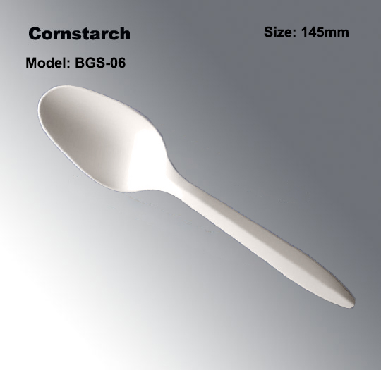 145mmDisposable Tableware Biodegradable Eco-Friendly Cutlery Spoon in Cornstarch Material