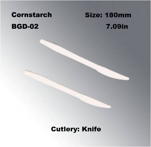 170mm Cornstarch Disposable 100% Biodegradable Cutlery Knife