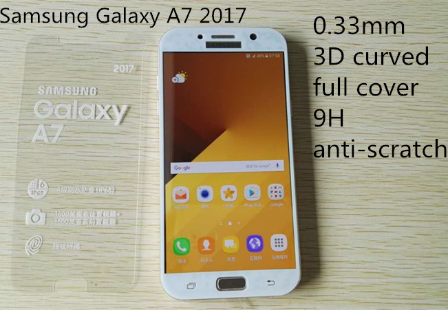 Free sample 3D curved full cover 9H tempered glass screen protector for Samsung A7 2017