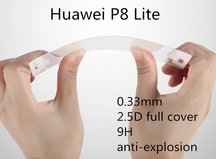 2.5D edge full cover 9H tempered glass screen protector for Huawei P8 Lite