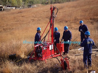 Man portable oil prospecting drilling rig 