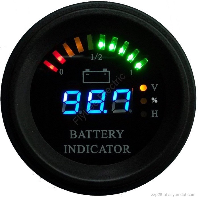 Round battery gauge Arc LED line 10 Bar Digital Battery Discharge Indicator hour meter